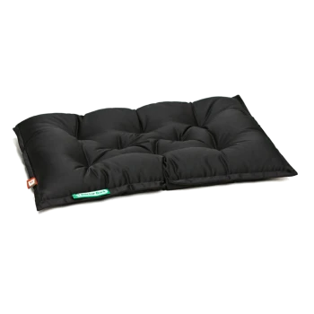 Schwarzes Haustierbett mit gepolstertem Design, das eine weiche, gepolsterte Oberfläche für Komfort bietet.