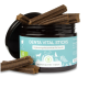 Denta Vital Sticks für Hunde in einem schwarzen Glas mit Sticks daneben, mit "Ergänzungsfuttermittel für Hunde" und "wolfsbacher natur."
