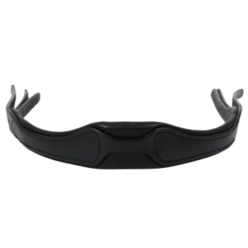 Schwarze Ledermaulkorb für Haustiere mit gepolstertem Design für Komfort, mit verstellbaren Riemen an den Seiten.