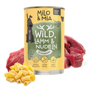 Milo & Mia Wild, Lamm & Nudeln 24x400 g