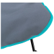 Grauem Haustierbett mit türkisfarbenem Rand, das eine weiche Oberfläche und robuste schwarze Beine aufweist, ideal für den Komfort von Haustieren.