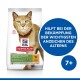 Hill's Science Plan Senior Vitality Katzenfutterbeutel mit einer orangefarbenen Tabby-Katze. Der Text hebt die Vorteile für ältere Katzen hervor, mit Huhn und Reis.