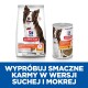 Opakowanie karmy dla psów Hill's Science Plan z border collie, prezentujące opcje suchej i mokrej karmy z kurczakiem "Idealne trawienie", z tekstem w języku polskim.