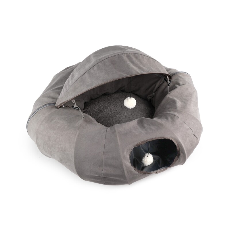 All for paws 3-in-1 Donut Katzentunnel grau