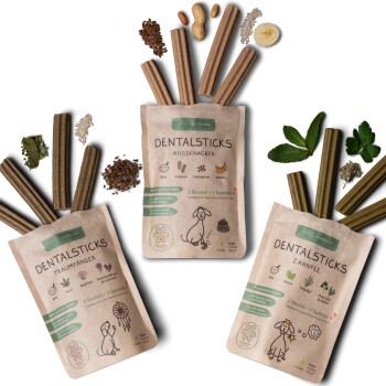Hunderunde Dental Sticks Probierpaket - getreidefrei, zuckerfrei, vegan, proteinarm, Maulhygiene