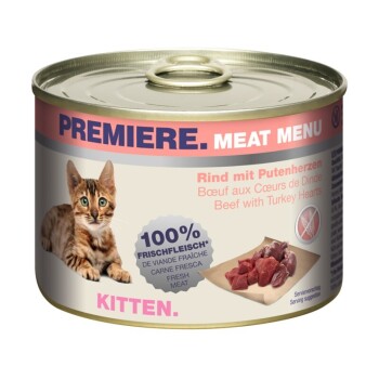 PREMIERE Meat Menu Kitten Rind & Putenherzen 12×200 g