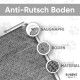 Anti-Rutschmatte mit abnehmbaren Saugnäpfen, aus robustem Material und mit strukturierter Oberfläche, beschriftet "Anti-Rutsch Boden" von Bobbys Welt.