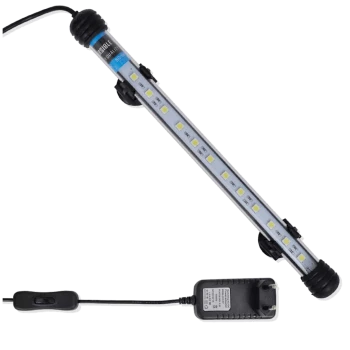 LED-Aquariumlicht mit einem Netzteil und einem Ein/Aus-Schalter, entworfen zur Beleuchtung von Fischbecken.