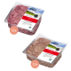 Zwei Pakete proCani Hundefutter, eines mit der Bezeichnung "Rindfleisch pur" und das andere "Rind-Pansen-Mix", jeweils mit 11 Portionen.