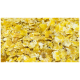 Nahaufnahme von getrockneten gelben Cornflakes, die ihre unregelmäßigen Formen und Texturen zeigen, ideal für Haustierfutter oder Leckereien.