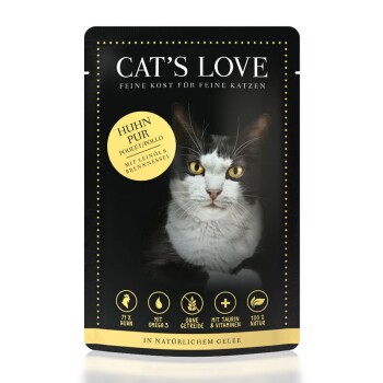 Cat’s Love Adult 12 x 85 g Classique Volaille pure à l’huile de lin et aux orties
