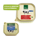 Zwei Real Nature Haustierfutterbehälter: ein großer "Original Adult Beef" mit einem grünen "Verbesserte Formel"-Banner und ein kleinerer "Original".