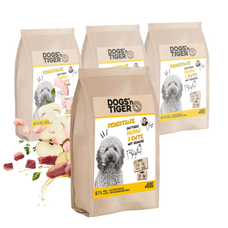 Dogs'n Tiger Adult Federtanz Huhn & Ente 4x2 kg