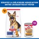 Nourriture pour chiens Hill's Science Plan pour adultes matures 6+ au poulet, montrant un sac de croquettes sèches et une pâtée en conserve.