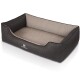 Orthopädisches Hundebett Outback aus laser-gestepptem Kunstleder schwarz/ grau XXL