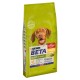 Purina Beta Adult dog food bag, 14kg, featuring a green design, highlights chicken as the main ingredient, and claims to support digestive health.