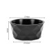 Schwarze geometrische, strukturierte Futterschale mit den Maßen 14 cm Durchmesser oben, 10,5 cm Durchmesser unten und 6,5 cm Höhe.