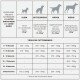 Infografik, die tägliche Futterempfehlungen für aktive erwachsene und junge Hunde nach Größe zeigt: kleine, mittlere, große und riesige Rassen.