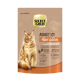 Select Gold Adult Hair & Skin cat food package featuring a fluffy ginger cat. Text highlights include "Geflügel mit Lachs" and "Weizenfreie Rezeptur."