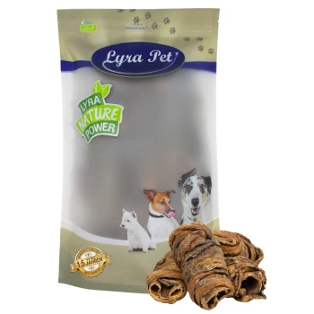 Lyra Pet Nature Power Hundeleckerlis in einem wiederverschließbaren Beutel, mit Bildern eines Hundes, eines Terriers und eines weißen Hundes, mit einem "100% natürlich"-Label.