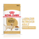 Karma dla psów Royal Canin Labrador Retriever Adult, 140g, z ilustracją złotego labradora i tekstem "Ideal Weight" oraz "Breed Health Nutrition."