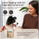 Hundefutter-Topping für Ruhe und emotionales Gleichgewicht, 100 % natürlich, mit deutschem Text, der Vorteile bei Stress und Angst bei Hunden beschreibt.