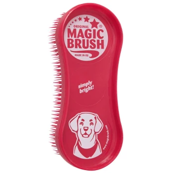 Rote Magic Brush für Haustiere mit einer Hundillustration, mit dem Text "Original Magic Brush" und "einfach strahlend!".