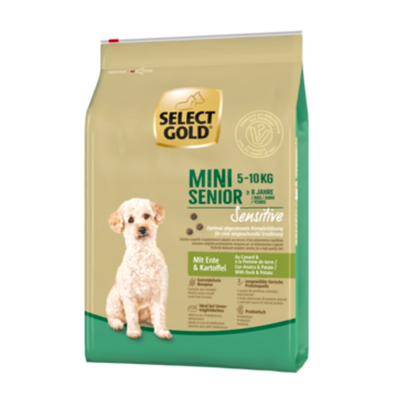 SELECT GOLD Sensitive aliment sec pour chien Mini Senior Canard aux pommes de terre 4 kg