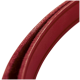 Nahaufnahme eines roten Haustierhalsbands, das seine glatte Textur und abgerundeten Kanten zeigt.