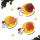Drei Tierleckerlis: Hähnchen-, Enten- und Lachsstreifen, jeweils mit Cartoonfiguren in Weihnachtsmannmützen.