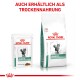 Verpackung von Royal Canin Veterinary Diabetic Katzenfutter, zeigt einen Beutel und eine Tüte mit dem Text "Auch erhältlich als Trockenahrung".
