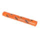 Bright orange dog chew toy with textured surface and mesh openings for added grip and durability.