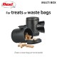 Black multi box for pet treats or waste bags, featuring two containers with dog bone-shaped treats visible inside.
