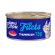 Dose mit Edgard Cooper Thunfischfilets für Katzen, 70g, mit einer lächelnden Katzenillustration und einem hellblauen Etikett.