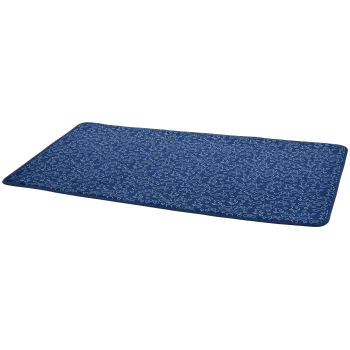 Navy pet mat featuring a playful pattern of white bones and paw prints. Ideal for pet comfort and style.