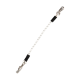 Eine schwarz-weiß gestreifte Hundeleine mit einem Metallclip an einem Ende, entworfen für das Gassigehen mit Haustieren.