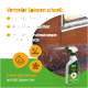 Eine 'GREEN HERO' Sprühflasche mit einer Spinnen-Grafik, 'Spinnen-EX' Text, natürlichen Palmarosa-Zutaten und 'Hergestellt in Deutschland' Logo.