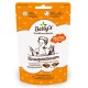 Betty's Knuspertraum Katzensnack-Tüte 'Mit Ente & Katzenminze', orange-weißes wiederverschließbares Beutelchen mit Koch- und Katzenillustration.