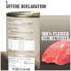 Fütterungsempfehlungen für Hunde nach Gewicht: 5 kg (150-200g), 10 kg (250-400g), 20 kg (500-700g), 30 kg (800-1200g), 60 kg (bis zu 2000g).