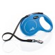 Blue retractable dog leash with a black strap and silver clip, featuring a logo and "Made in Germany" text.