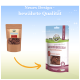 Zwei Verpackungen für Haustierleckereien: eine braune Tüte "Hühnermägen" und ein bunter Beutel "Leckerbissen Hühnherzen" mit einem Premium-Tag und malerischem Hintergrund.