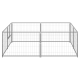 Graue Metall-Haustiergehege-Ecke mit Gittermuster und sicherer Befestigung. Ideal zur Haustierhaltung.