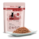 Rosa Katzenfutterverpackung mit der Aufschrift "catz finefood" und einer Katzensilhouette, "Kitten Classic", "N°3" und einem Teller mit Nassfutter.