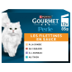 Boîte Purina Gourmet Perle, 12 x 85 g, chat blanc, « Les Filettines en Sauce », saveurs : dinde, canard, agneau, thon