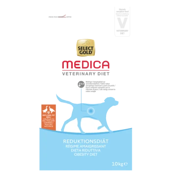 Select Gold Medica Veterinary Diet Hundefuttersack, Adipositas/Gewichtsreduktion, Geflügel mit Reis, blaue Hundesilhouette, 10 kg.