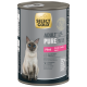 Puszka karmy dla kota Select Gold Adult Pure o smaku konia, formuła bez zbóż, z wizerunkiem kota syjamskiego.