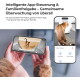 Telefon zeigt Katze in automatischer Katzentoilette; App zeigt 'PRO ULTRA', 'Sofortreinigung', 'Katzentoilette entleeren'.