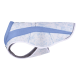 Hellblaue Haustiergeschirr mit einem strukturierten Design und Netzstoff, mit einem weißen Rand und verstellbaren Riemen.