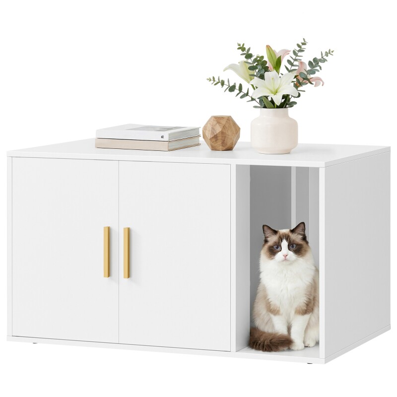 FEANDREA Katzenklo-Schrank, moderne Katzentoilette, Katzenhaus, Doppeltüren