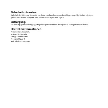 Sicherheitsanweisungen und Herstellerinformationen für ein Haustierpflegeprodukt, einschließlich Kontaktdaten und Entsorgungsrichtlinien.